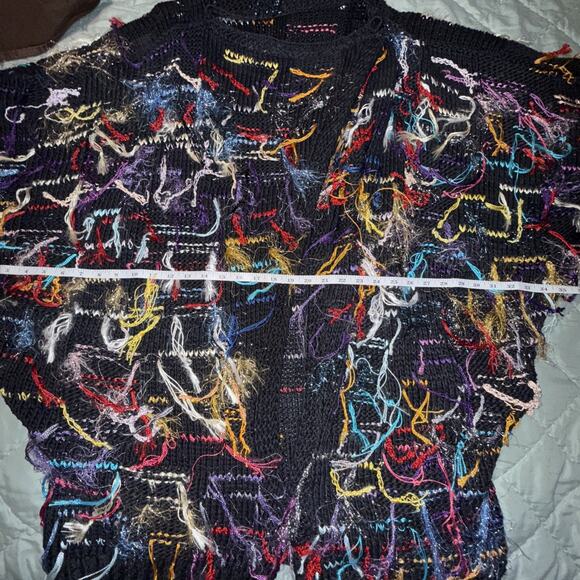 Hand Knitted Sz XL Dazzle Tassel Sweater Art To Wear Chunky Knit Unique Colorful - Picture 6 of 8